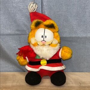 Garfield Santa Claus Christmas 8” Cat Plush Stuffed Toy Vintage 1983
